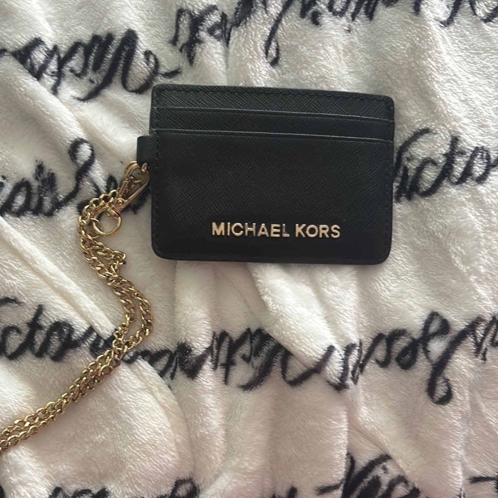 Michael Kors Black Card Holder with Gold Accents